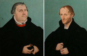 Porträt von Martin Luther & Porträt von Philippe Melanchthon von Lucas Cranach the Younger