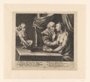 Ungleiches Liebespaar mit Cupido