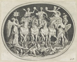 Allegorischer Triumph von Kaiser Licinius Varie Figueri de Agati Antique von Lucas Vorsterman (I)