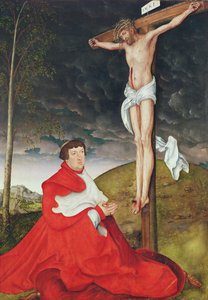Albert, Kurfürst von Mainz am Fuße des Kreuzes
