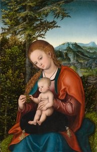 Madonna mit Kind in einer Landschaft, ca. 1518 (Öl auf Holz)