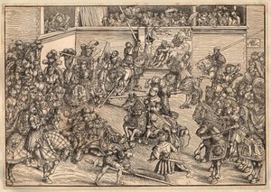 Turnier - Cranach, Lucas, der Ältere (1472-1553) - 1509 - Holzschnitt - 29,8x42,7 - Private Sammlung von Lucas the Elder Cranach