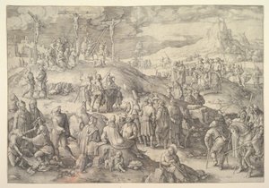 Kalvarienberg Golgatha, 1517 von Lucas van Leyden