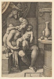 Nächstenliebe, aus der Serie Die sieben Tugenden, 1530 von Lucas van Leyden