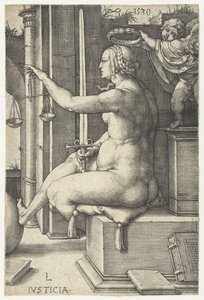 Gerechtigkeit. Iusticia (Titel auf Objekt). Sieben Tugenden (Serientitel)