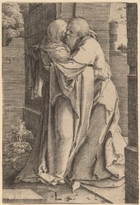 Der heilige Joachim umarmt die heilige Anna
