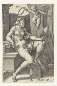 Vorsicht Prudencia (Titel auf Objekt) Sieben Tugenden (Serientitel) von Lucas van Leyden