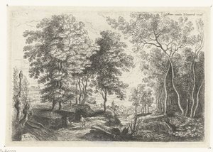 Landschaft mit einem Bach durch einen Wald von Lucas van Uden