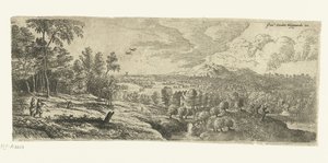 Landschaft mit Männern, die Stöcke tragen (Breite Landschaften)