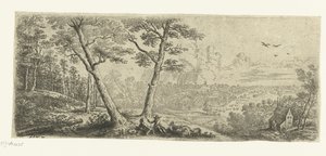 Landschaft mit zwei sich unterhaltenden Männern von Lucas van Uden