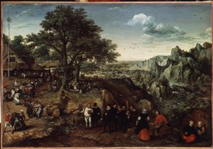 Landschaft mit einem Dorffest