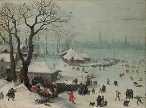 Winterlandschaft mit Schneefall bei Antwerpen
