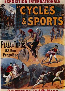 Exposition Internationale Cycles et Sports, Werbung für internationale Sportausstellung, Illustration von Lucien Lefevre, Plakat von Lucien Lefevre