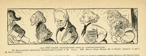 Illustration in Le Rire, 04/01/13 - das Jahr 1913... - Theater, Comédie Française - Hugo Victor, Dumas Alexandre (fils), Lavedan Henri (1859-1940), Guitry Sacha, Musset Alfred, Molière (Gravur)