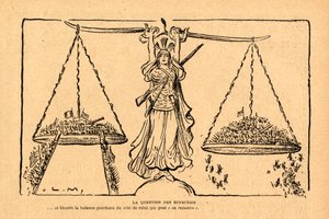 Le Rire rouge, Satirisch in Schwarz-Weiß von Lucien Metivet