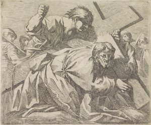 Christus bricht unter dem Gewicht des Kreuzes zusammen