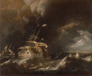 Niederländische Handelsschiffe in einem Sturm von Ludolf Bakhuizen