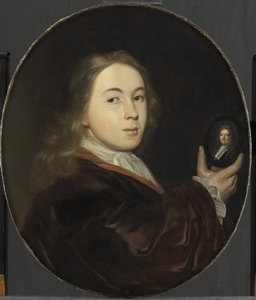 Johannes Bakhuysen (1683-1731) mit einem Miniaturporträt seines Vaters Ludolf von Ludolf Bakhuysen