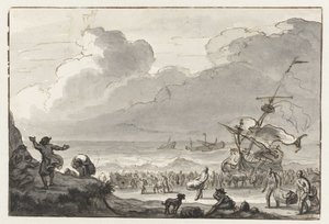 Ladung eines Schiffes wird an Land gebracht