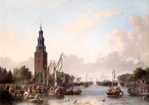 Ein Mann von Rang geht in Amsterdam an Bord von Ludolf I Backhuysen