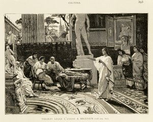 Maecenas hört Virgil beim Vorlesen der Aeneis zu, Illustration von Lodovico Pogliaghi für Frühgeschichte Roms von Francesco Bertolini, Fratelli Treves Ausgabe, Mailand von Ludovico Pogliaghi