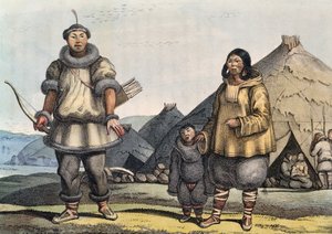 Tschuktschen-Familie vor einer Hütte, Beringstraße, Russland von Ludwig (1795 1828) Choris