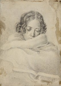 Porträt der Schriftstellerin Bettine von Arnim, geb. Brentano von Ludwig Emil Grimm