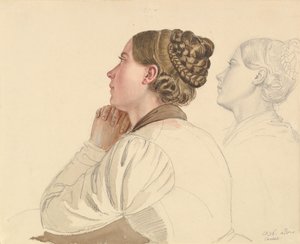 Studien einer betenden Frau, frühes bis mittleres 19. Jahrhundert von Ludwig Emil Grimm
