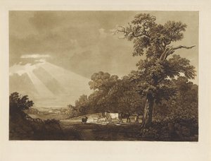 Hügelige Landschaft mit einer Herde Tiere von Ludwig Gottlieb Portman