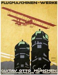Flugmaschinen - Werke, Plakat, 1912 von Ludwig Hohlwein