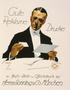 Gute Reklame-Drucke bei Herm. Sonntag und Co. München von Ludwig Hohlwein