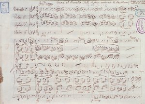 Seite der Partitur für Symphonie Nr. 6 in F-Dur, Opus 68, von Ludwig van Beethoven von Ludwig van Beethoven