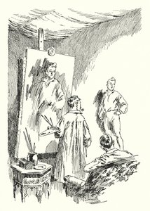 Illustration für Das Bildnis des Dorian Gray von Oscar Wilde (Lithografie)