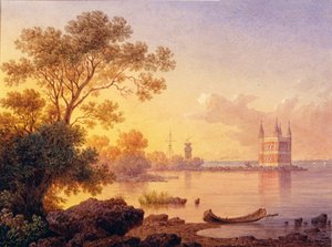 Blick auf den Rosapavillon (Ozerki) in Peterhof (Sankt Petersburg) von Luigi Premazzi
