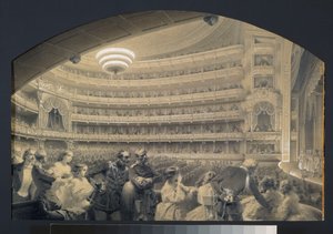 Das Auditorium des kaiserlichen Bolshoi-Kammeny-Theaters in Sankt Petersburg