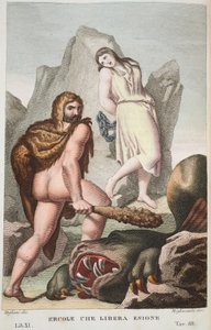 Herkules rettet Hesione, Buch XI, Illustration aus Ovids Metamorphosen, Florenz, 1832 von Luigi Ademollo