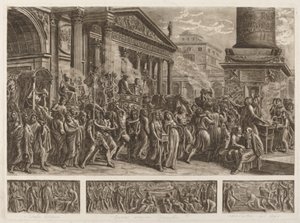 Die Asche Trajans in einem Triumphzug getragen