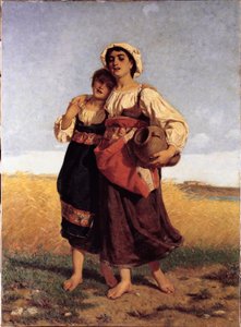 Junge Mädchen bei der Feldarbeit von Luigi Bechi