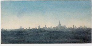 Blick auf die Stadt Florenz, Profil von Häusern und Denkmälern (Aquarell)