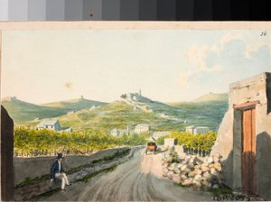Blick über das Santuario Nostra Signora del Monte, Genua (Aquarell, ca. 1825)