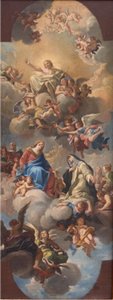 Maria stellt Christus der heiligen Katharina von Siena vor von Luigi Garzi