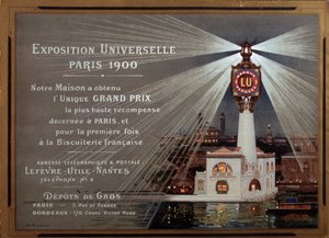 Weltausstellung in Paris 1900: Werbung für die Marke LU - Illustration von Luigi Loir (1845-1916)