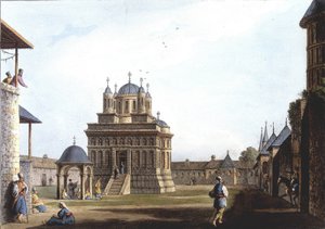 Kirche und Kloster der Heiligen Maria, Türkei. In „Ansichten in den osmanischen Herrschaftsgebieten, in Europa, in Asien und einigen Mittelmeerinseln“ nach den Originalzeichnungen von Luigi Mayer, London