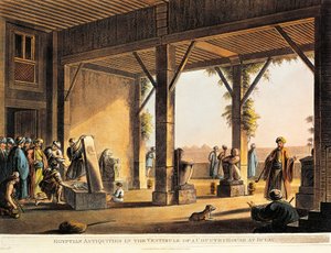 Ägyptische Antiquitäten im Hof eines Hauses in Boulaq, aus Views in Egypt von Luigi Mayer