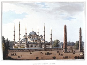 Moschee des Sultans Ahmed, Istanbul. In „Views in the Ottoman Dominions, in Europe, in Asia, and some of the Mediterranean islands“ von Luigi Mayer, London von Luigi Mayer