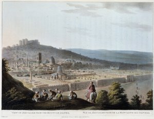 Ansicht von Jerusalem vom Ölberg aus - Gravur von Luigi Mayer