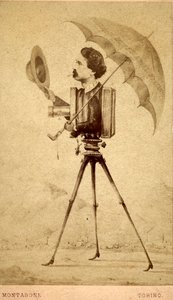 Karikatur eines Fotografen mit Kamera