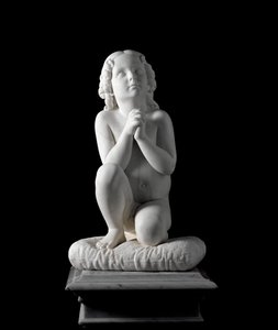 Kleiner Junge im Gebet Marmorskulptur von Luigi Pampaloni (1791-1847), ca. 1827. aus der Sammlung von Prinz Odon di Savoia. von Luigi Pampaloni