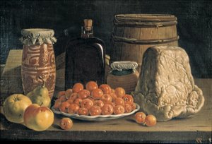 Stillleben mit Obst und Käse