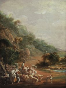 Szene mit Dorfbewohnern (Fragment) von Luis Paret y Alcazar